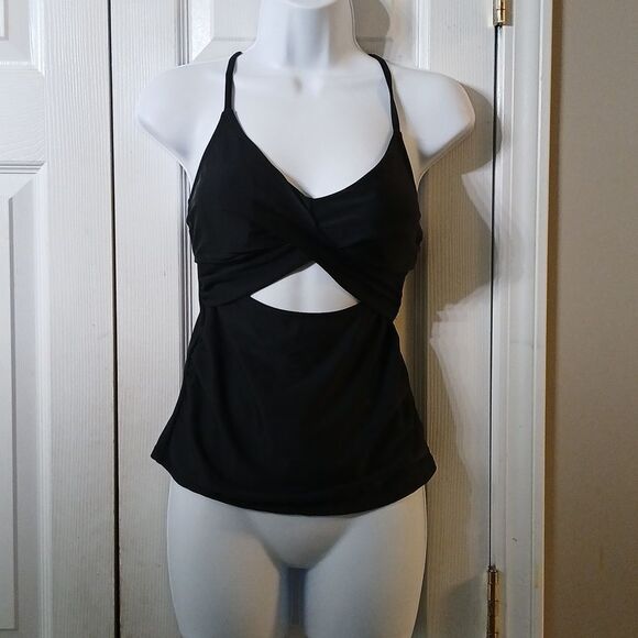 black cut out front black swim suit bathing suit top and bottom  bikiniSz M NWOT - Picture 3 of 7